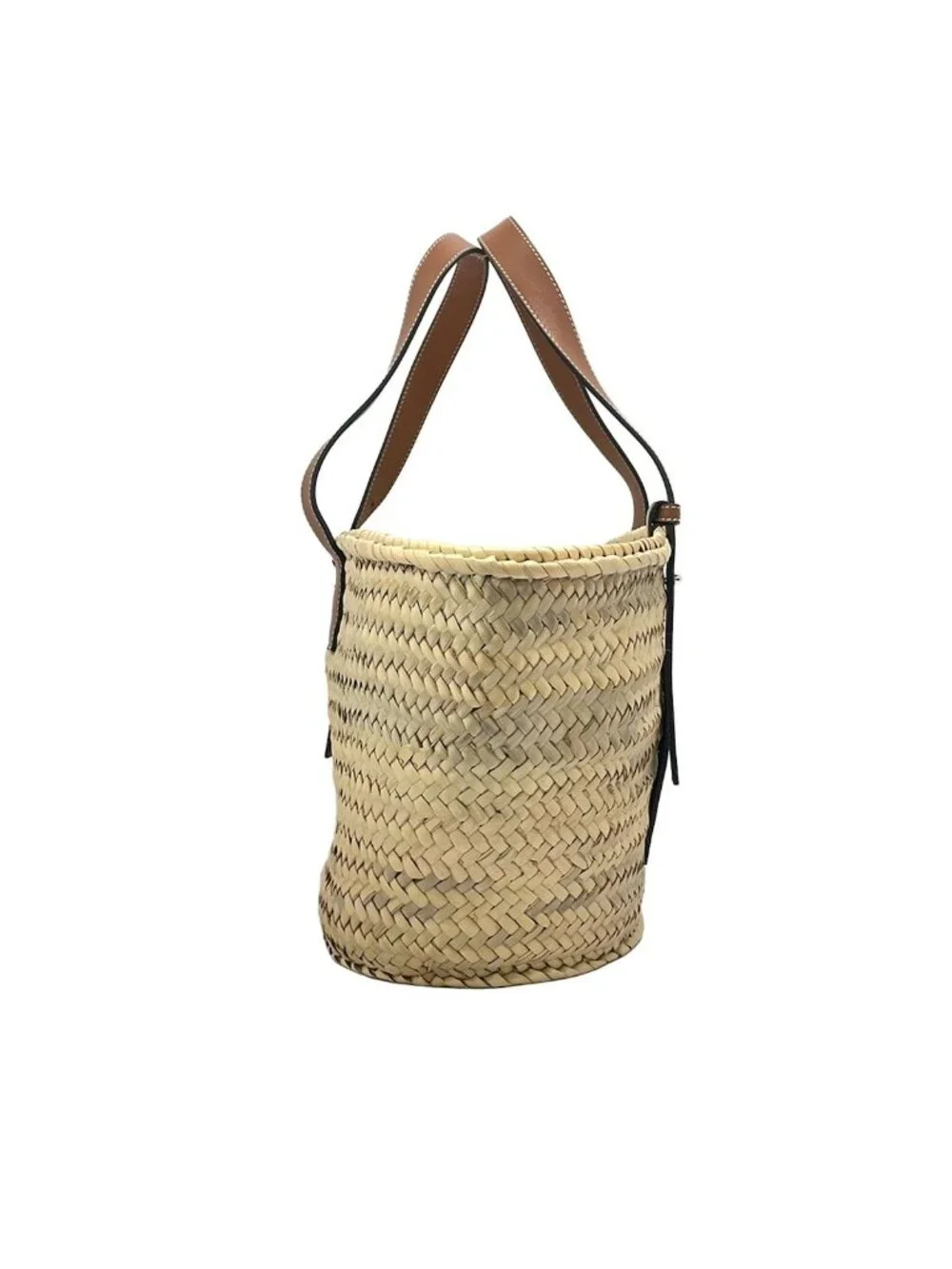 Loewe Tote Basket Beige Navy Brown Leather